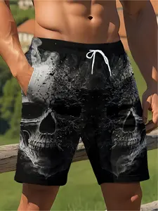 Summer horror skull 3D printed beach shorts, men's Hawaiian swimsuits, retro surfing casual skateboard pants, swimming trunks and clothing, swimwear shorts, Beach Pool Wear, Bathing Suit Shorts