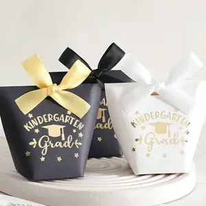 20 Mini Graduation Gift Boxes, Triangle Shape, Kindergarten Grad Pattern, Candy Box Set, Holds Chocolate/candies, DIY Stickers, Class Party Favor