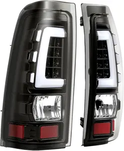 LED Tail Lights Compatible with 1999-2006 Chevy Silverado 1999-2002 GMC Sierra 1500 2500 3500 LED Tube Bar Taillight Lamp (Clear Lens+Black Housing)