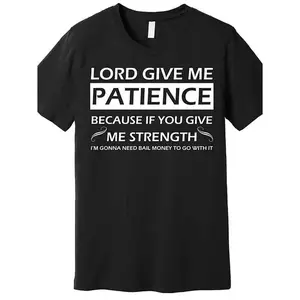 Plus Size Cotton T Shirt for Men Featuring Humorous Lord Give Me Patience Print Casual Crew Neck Breathable Comfortable Knit Fabric Regular Fit Solid Color Unique Design Ideal for Summer