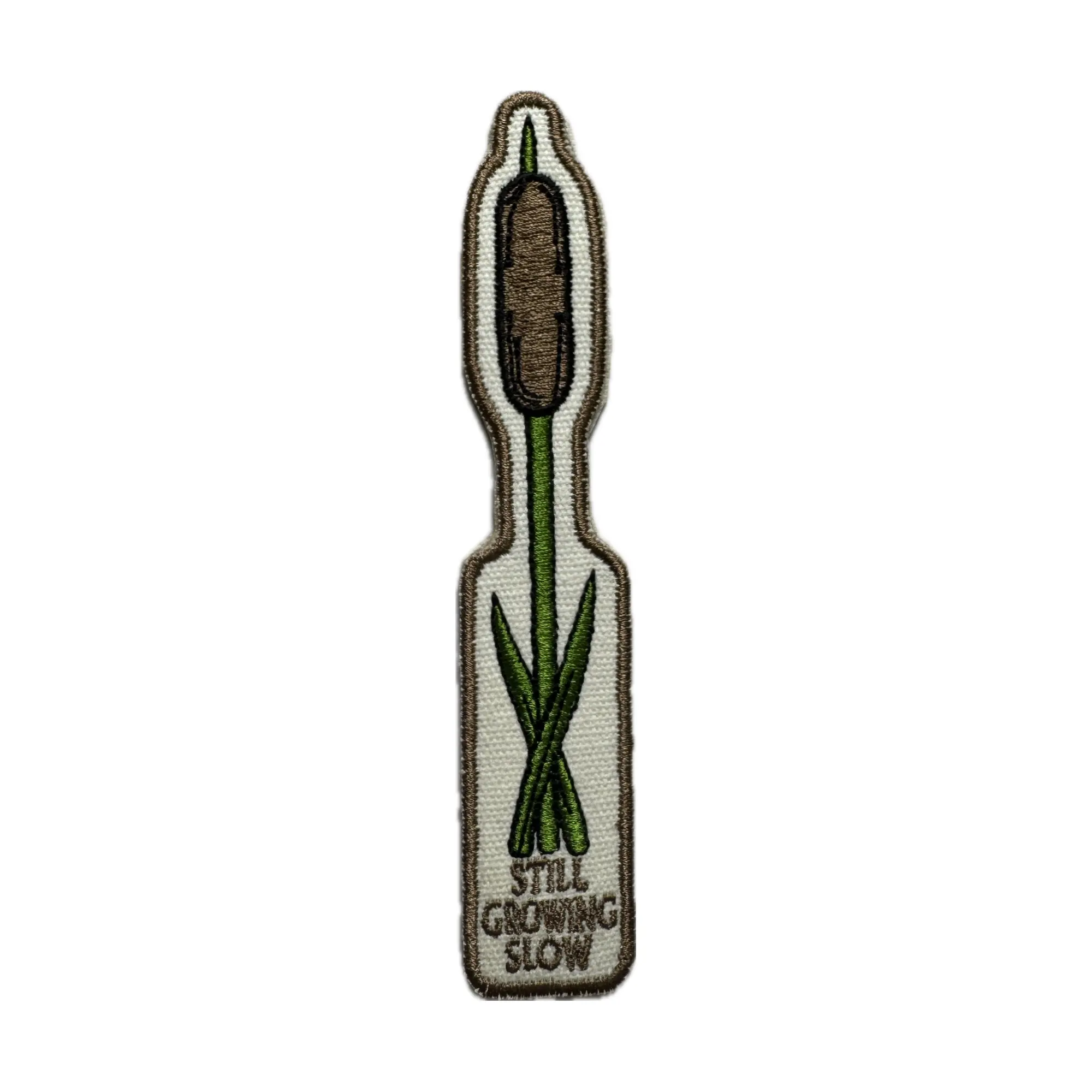Cattail Embroidered Bookmark | Still Growing Slow Botanical Patch Bookmark | Heavy Stitch Canvas Reading Gift for Book Lovers