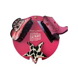 Yee Haw! Pink Linen Hair Claws for Women