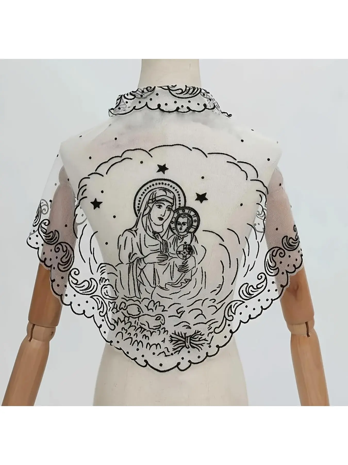 New Lace Scarf for Women Wedding Evening Dress Headscarf Decoration Shawl Thin Mesh Church Prayer Shawl Travel Souvenir Gift