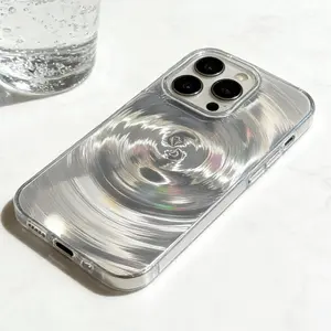 Ripple Texture Crystal Clear Phone Case for iPhone 16 15 14 13 12 Pro/Pro Max/Plus Shockproof Anti-Yellow Anti-Scratch Anti-Fingerprint Slim Thin Lightweight Protective Cover