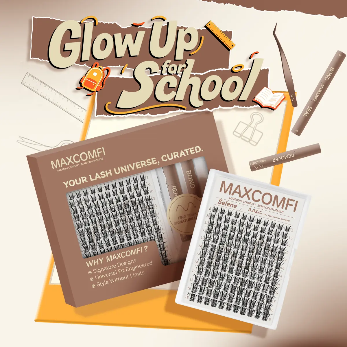 MaxComfi SELENE & APHRODITE Anime Cluster Lash Extensions - Gentle DIY False Lashes with Thin Band, Long-Lasting Waterproof Super Soft for Natural Airy Cute Look, Beauty Products, Cosmetic, Beginners,sunscreen, Acrylic Resin,back to school