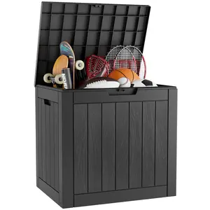 31-Gallon Large Outdoor Storage Box – Waterproof Deck Box for Patio, Garden, or Poolside – Weather-Resistant Resin Storage with Lockable Lid & Seating Function, Easy Assembly-Christmas Gifts