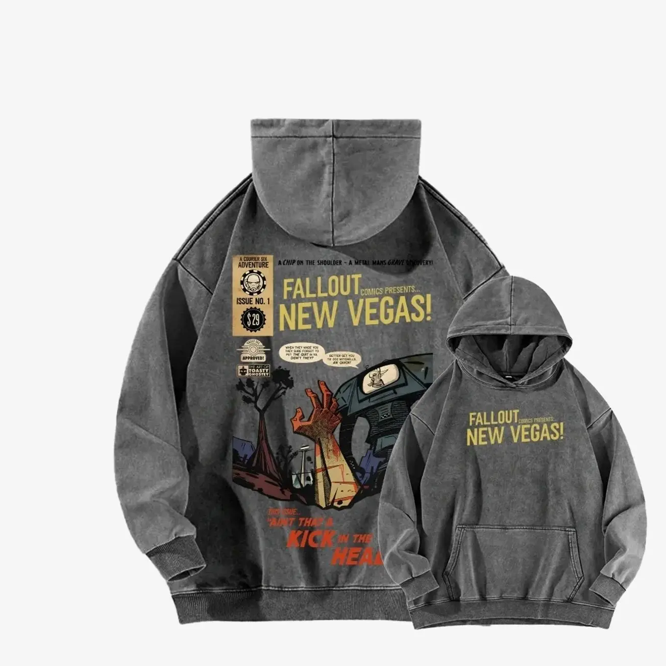 Fallout Unisex Washed Hoodie Perfect Halloween Gift for Anime Fans, Casual Clothing Lovers and Streetwear Fans MLG