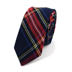 Plaid Flannel Slim Tie - Red & Navy