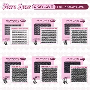 OKAYLOVE Lashes Cluster, One Size Eyelashes Clusters for Flora Luxe, 8/ 10/ 12/ 14/ 16/ 18MM Soft Cluster Eyelash Extensions, DIY Eyelash at home Easily, Natural Makeup Girl Gifts