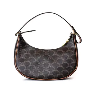 Pre-owned CELINE Triomphe canvas and calfskin leather Shoulder Bags Ava Bag in Triomphe Canvas & Calfskin – Like New, Chic & Timeless