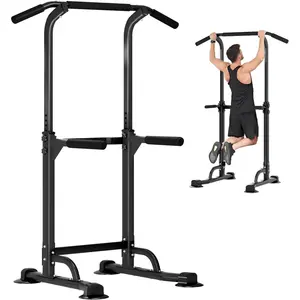 Power Tower Pull Up Dip Station Multi-Function Fitness Equipment for Strength Training Adjustable Height Dip Stand for Home Gym