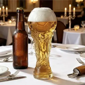 World Cup 2026 Soccer Trophy Beer Glass, Classic Themed Beverage Glasses for Men Perfect for Game Day Gatherings Man Cave Decor and Fan Presents