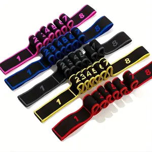 Elastic Yoga Stretch Strap with Numbered Segments for Dance Pilates and Body Shaping 8 Level Resistance Band for Posture Training Flexibility