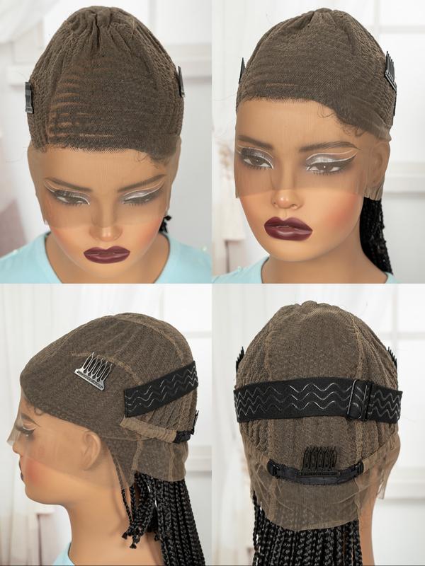 30 Inch Full Lace Cornrow Wig, Soft Breathable Handmade Wave Style, Natural Look, Multi-Functional Comfortable Hairpiece