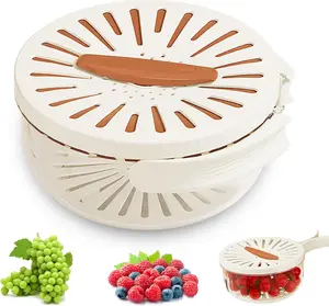 2026 New Draining Basket with Lid, Fruit Drainer Container with Handle, 2 in 1 Multi-function Drain Basket, For Rinsing Straining Vegetable Washing Fruit Portable Storage Container Kitchen Utensils