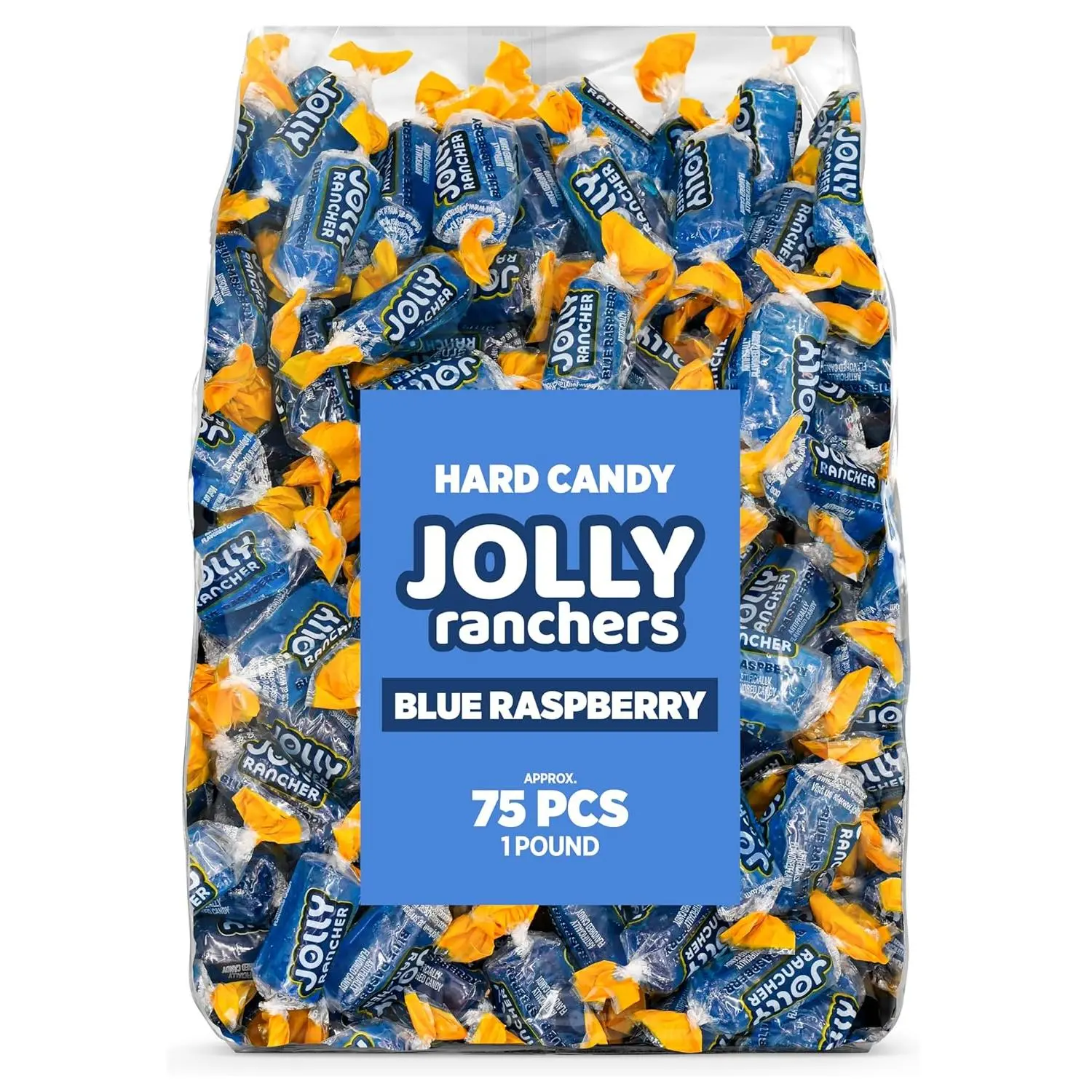 Blue Raspberry Jolly Ranchers Hard Candy – Original Flavor – 1 LB Bulk Bag | Approx. 75 Pcs. – Individually Wrapped Tart & Sweet Treats for Baby Showers, Back to School, Birthdays & Gift Bags