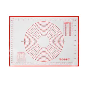 24"x16" Rectangular Extra Thick Non-Stick Silicone Baking Mat - Kitchen Bakeware Tool with Rolling Pin Function, Easy-to-Clean, Safe, Durable, Oven-Safe, Reusable, Red