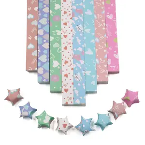 540 Sheets Origami Stars Paper Strips DIY Hand Crafts Heart Lucky Colorful Star 8 different styles Decoration Folding Paper for Arts Crafting Supplies, School Teaching (Heart B)