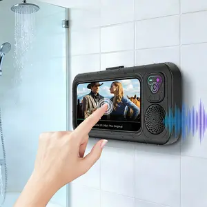 Bathroom shower waterproof phone holder Bluetooth speaker 360°Rotation touch screen mobile phone box watch movie listening music