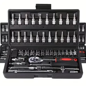 46pcs Home Car Repair Tool Set, Multifunctional Wrench Set, Ratchet Torque Wrench and Screwdriver Kit, Ratcheting Wrench Set, Ratchet Spanner Set, Motorcycle Tire HUB Maintenance, Portable Bicycle Repair Socket Wrench, Drive Sockets, Socket Offset Ratchet