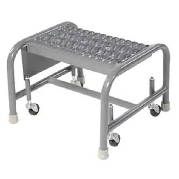 1-Step Steel Rolling Ladder with 16 in. Grip, 10 in. Top Step, Gray Anti-Slip Surface, Heavy-Duty Steel Frame, Spring Locks, Rubber Tips, Stability Safe for Indoor Home Improvement & Building Supplies Use