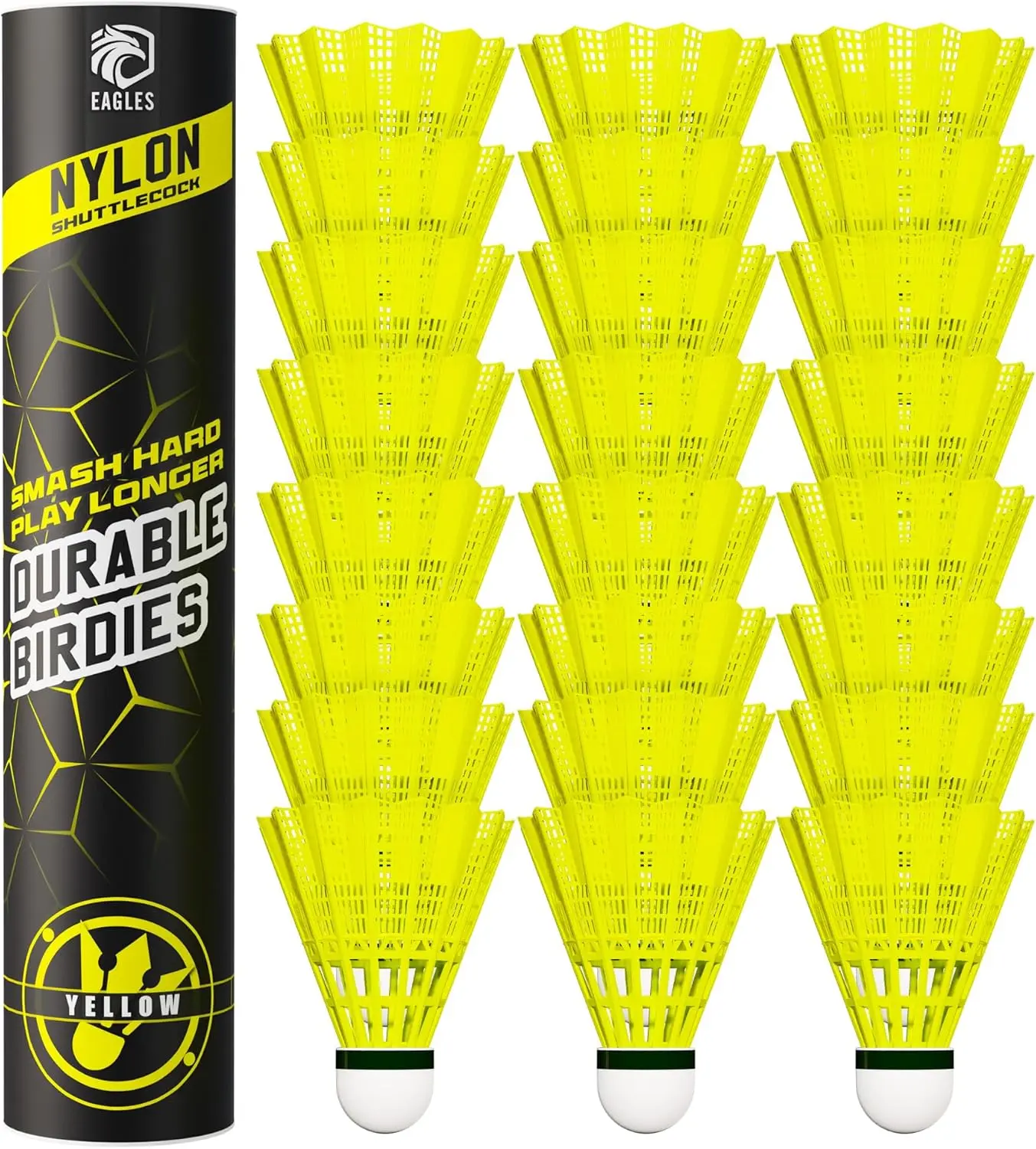 EAGLES Badminton Birdies - Nylon Bedminton Shuttlecocks for Softball/Baseball Batting Training - Highly Stable & Durable 24 Pack, 12 Pack or 6 Pack Shuttle Balls