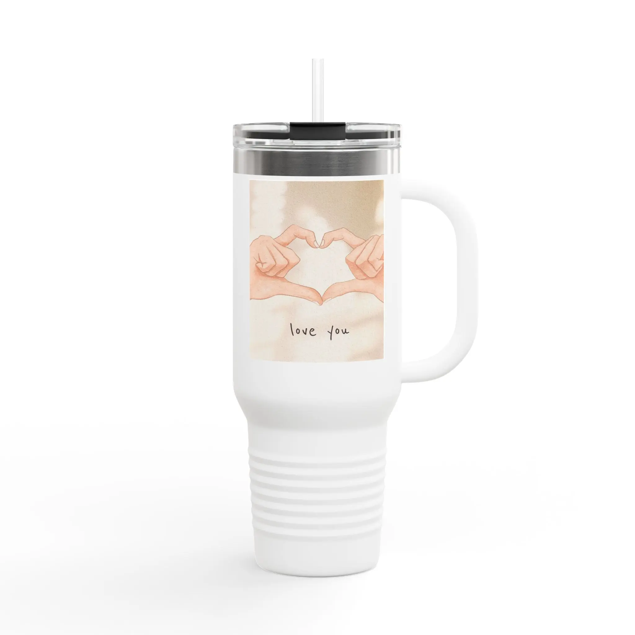 Customizable Insulated Travel Mug, Love You Design, Standley Cup, Personalized Thermos, Gift for Coffee Lover, Travel Tumbler