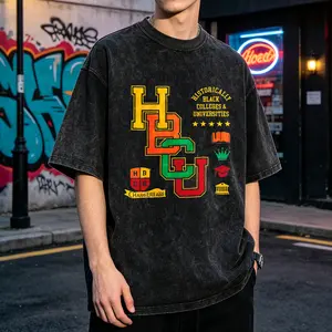 Historically Black Colleges Men's Vintage Washed T-Shirt Historically Black Colleges Universities Hbcu Oversized Graphic Tee Outdoor Casual Short Sleeve