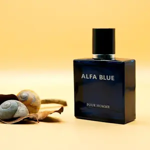 Alfa Blue Pour Homme - Sleek and Masculine Fragrance for Men - 25 ml - Regular Edition - France - Contains Woody Base with Mint, Lemon & Spice Notes