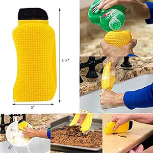 3-in-1 Silicone Kitchen Sponge with Built-in Soap Dispenser – Nonstick Cookware Scrubber, Food Scraper & Squeegee, Odor & Bacteria Resistant, Durable Cleaning Brush