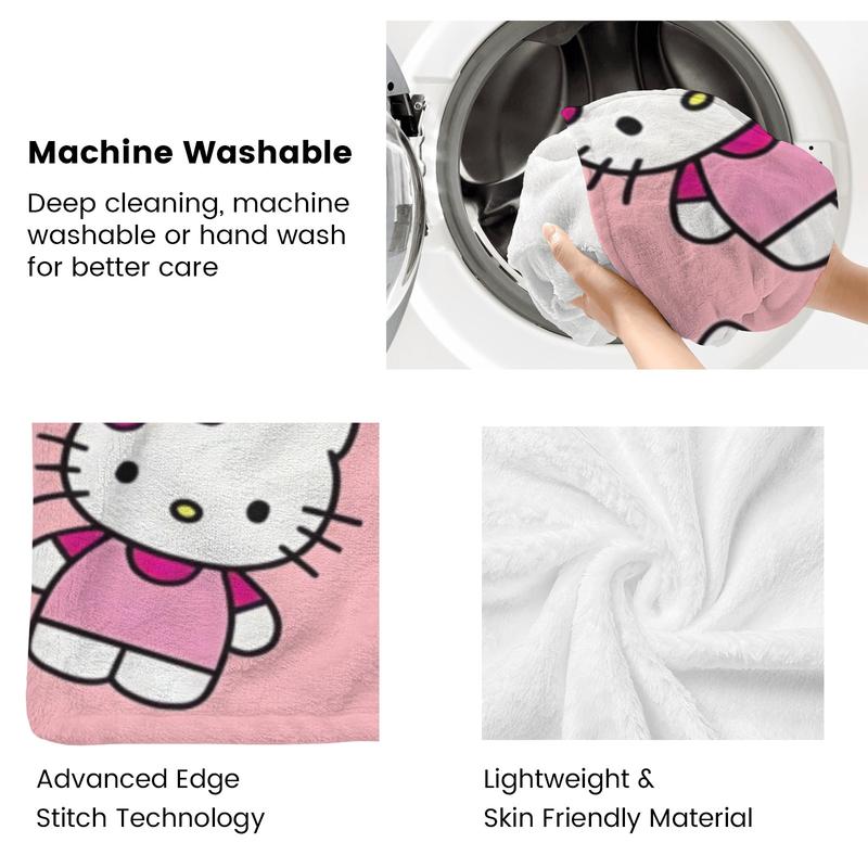 Sanrio Hello Kitty Full Print Plush Blanket Unisex Soft Pink Design for Kids & Adults Cozy Bedding Decor