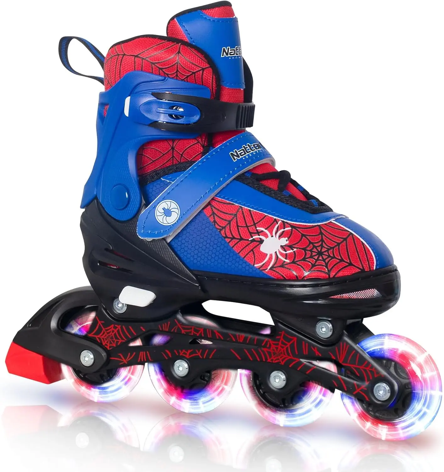4 Size Adjustable Kids Inline Rollerblades Ages 4-12, Battery-Free Self-Powered PU Flashing Wheels, Beginner Starter Street Fitness Training Skates, Indoor Outdoor Recreation Sports Gear, Birthday Christmas Easter Holiday Gift