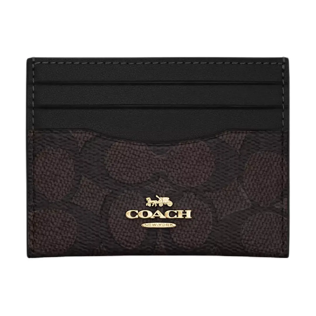 Coach Women's Logo-Embellished Coated Canvas Card Holder in Black