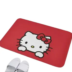 Sanrio Hello Kitty Flannel Red New Year Rug Soft Cozy Flannel Material with Hello Kitty Design for Festive New Year Celebrations