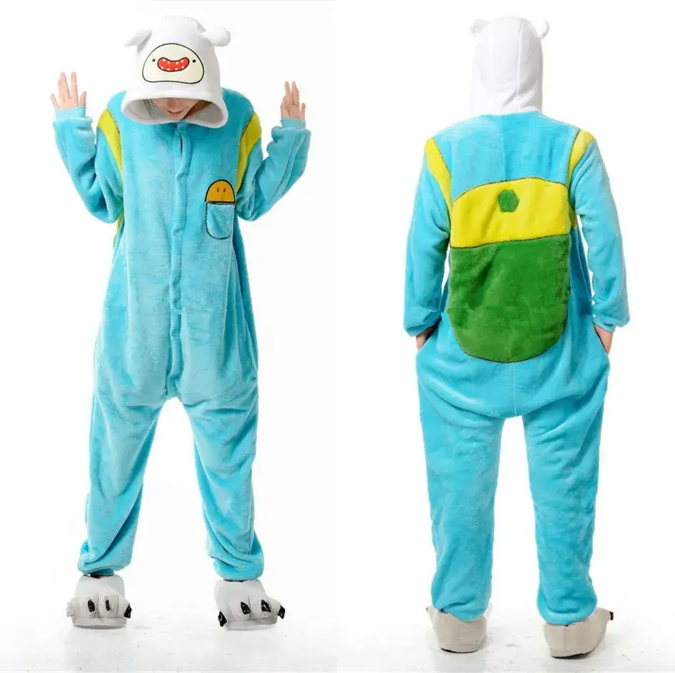Adventure Time With Finn And Jake Adults Kigurumi Women Men's Onesie Pyjamas Halloween Party Cosplay Costumes