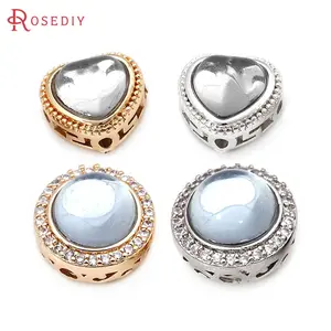 18K Gold Color Brass Glass Heart Spacer Bracelet Beads Charms  Jewelry Accessories Making Rosediy official-website