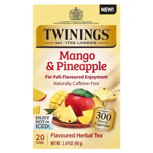 Twinings Flavored Herbal Tea, Mango & Pineapple, Caffeine-Free, 20 Tea Bags, 1.69 oz (48 g)
