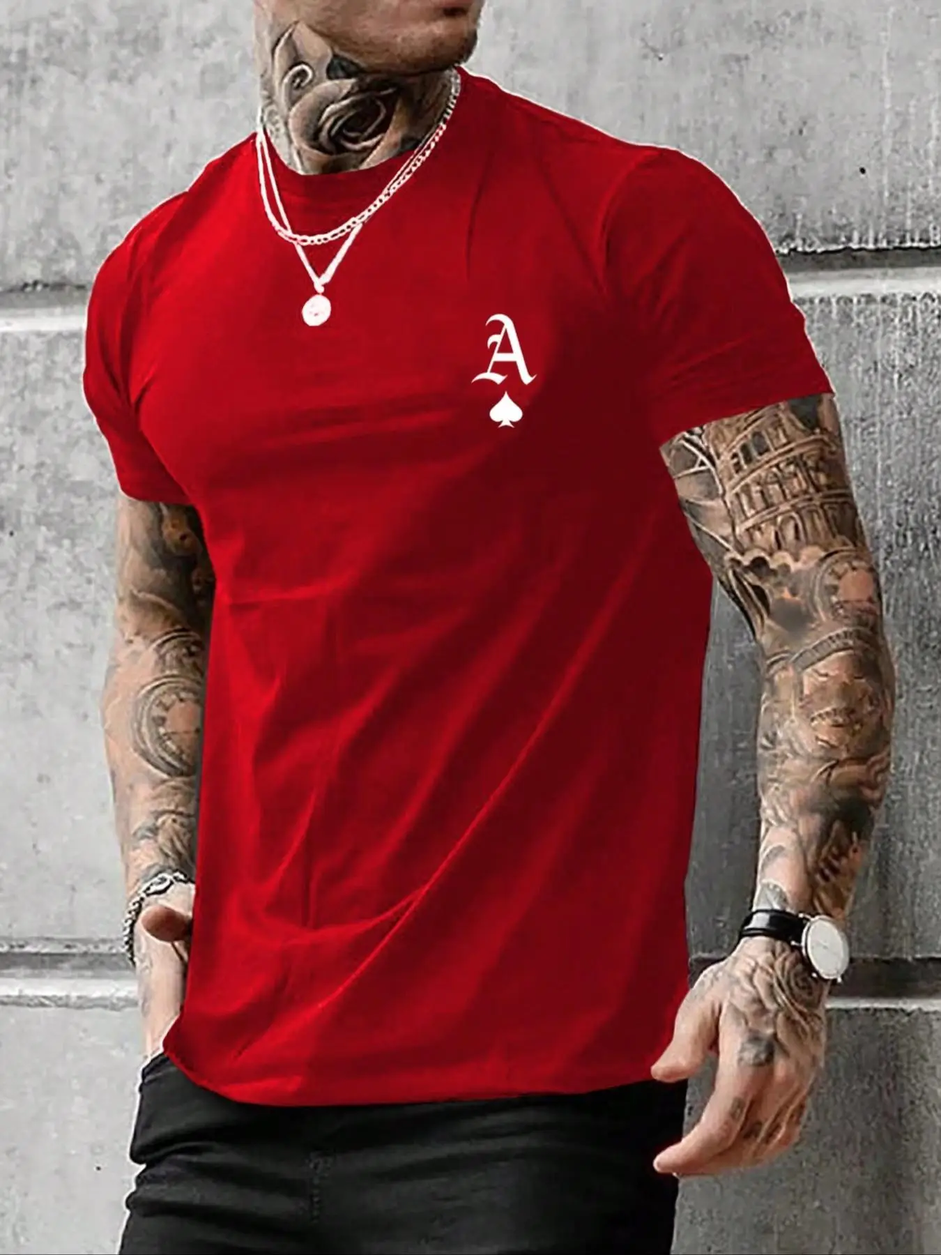 Men's Letter Print Round Neck Tee Summer Clothes, Regular Fit Casual Soft Comfy Short Sleeve T-shirt For Summer, Men's Top For Daily Wear
