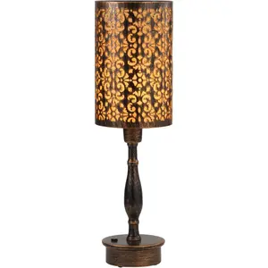 LED Rechargeable Cordless Table Lamp with Dimmer, Small  Operated Lights,  Nightstand Lamp,  Bronze Ambient Lighting  Living Room Side End Entryway Table Outdoor Patio