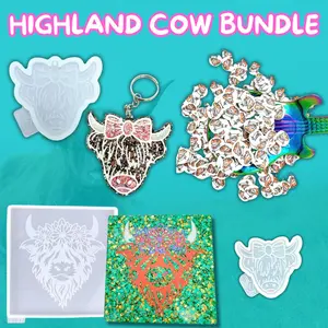 Highland Cow Mold and Polymer Clay Bundle