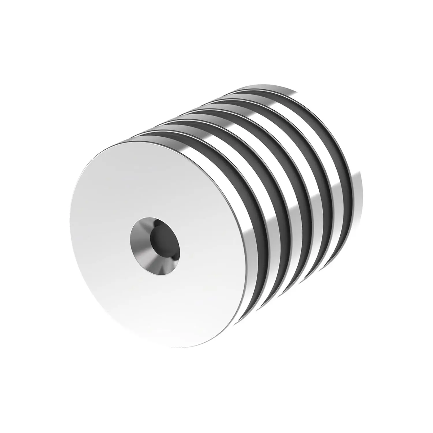 N52-1.25" D x 1/8" H 18LBS Countersunk Mounting Magnet - 6 Pack, Powerful Rare Earth Magnets W/ # 8 Countersunk Hole,Super Strong Neodymium Ring Magnets for DIY, Building, Scientific, Craft