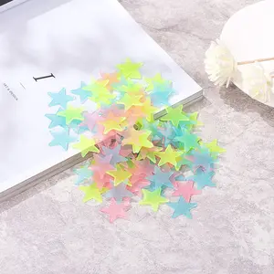 2pcs Glow in The Dark Luminous Stars Fluorescent Noctilucent Plastic Stars Wall Stickers Glowing Stars Decals for Home Art Decor Nursery Ceiling Kids Babys Bedroom Room Multicolor