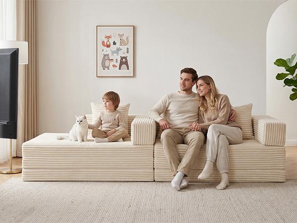 Winzoo DIY Folding Boneless Couch,Oversized Convertible Modular Sectional Sofa Bed,Modern  Cloud Couch,Sleeper Sofa,Futon for Small Spaces Apartment