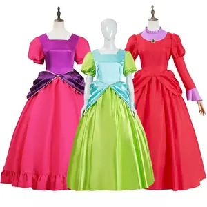 Adult Cinderella Evil Step Sister Cosplay Costume, Green Red Princess Court Dress Anime Fancy Ball Gown