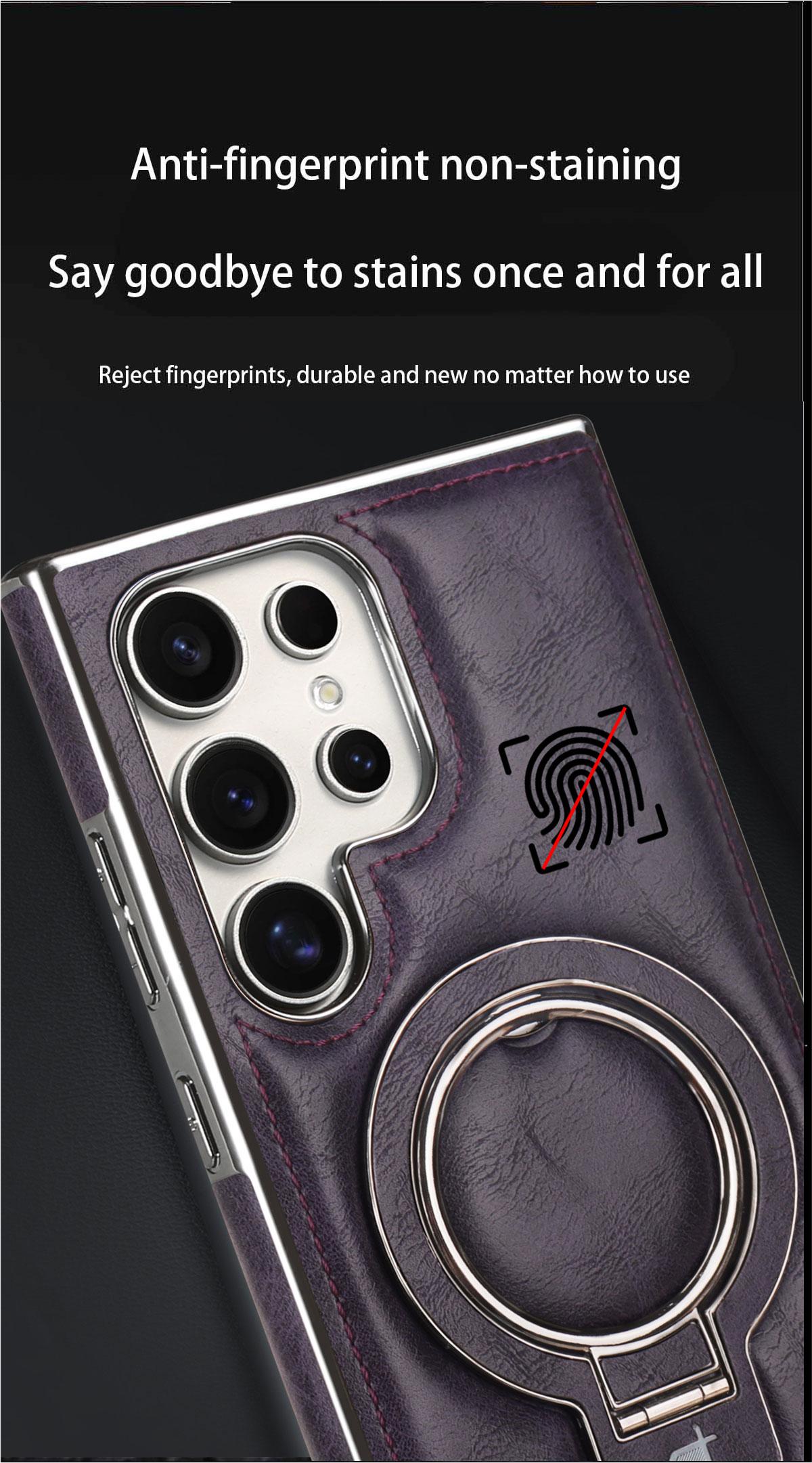 New Luxury Genuine Leather Magnetic Stand Phone Case for Samsung S25Ultra/S25Plus/S24Ultra/S23 Electroplated High-end Business Men Full Shockproof Protective Case