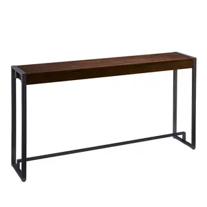 HomeRoots 402368 54 in. Dark Brown & Gunmetal Sled Console Table