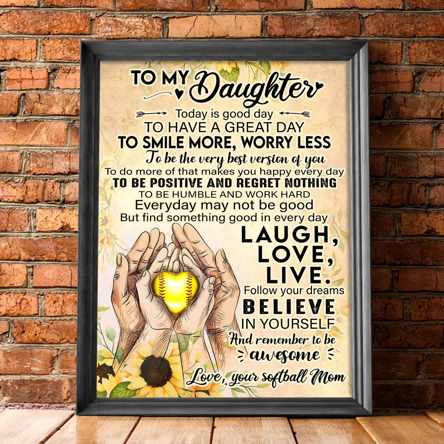 Personalized Softball Mother Letter To My Daughter Vertical Unfarmed Posters Home Bedroom Decorate