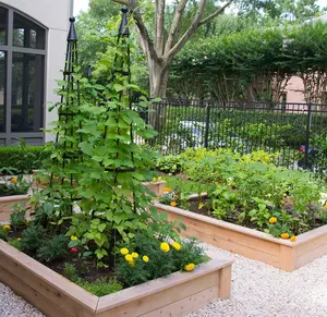 Tower Obelisk Trellis - Powder-Coated Steel, Easy Assembly, Pyramid-Shaped Frame for Climbing Plants, Medium & Large Sizes, Includes Gardenary Guide