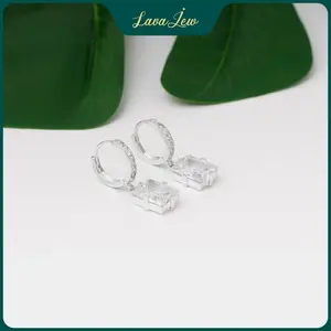 LavaJewelry Rectangular Drop Earrings, Simple Earrings, Silver Jewelry, 925 Silver Earrings for Women, Girls