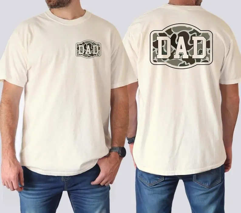 Comfort Colors Camouflage Dad Shirt, Fathers Day Gift, Dad Shirt, Retro Dad Shirt, Gift For Dad, Varsity Dad Shirt, Duck Camo Fathers Shirt